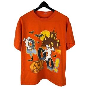 Vintage 90s Halloween BOO Ghosts Pumpkins Cartoon Graphic Shirt Size L